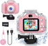 Waterproof Camera Toys for Girls Age 3-12 - Underwater Video Recorder with 32GB SD Card (Pink)